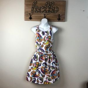 MSGM Memphis Paisley Dress Cross Back Mini Dress
